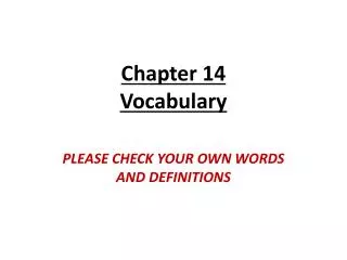 Chapter 14 Vocabulary