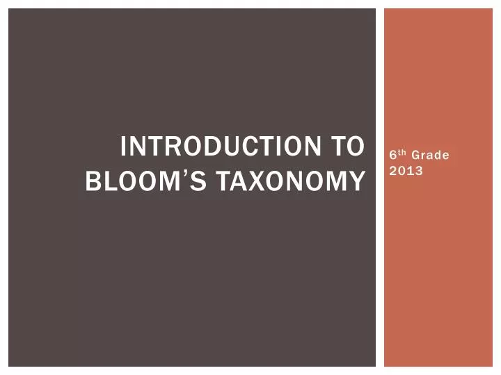 introduction to bloom s taxonomy