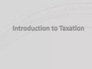 Introduction to Taxation