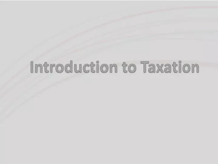 introduction to taxation