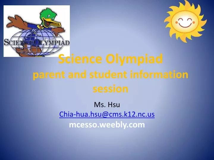 science olympiad parent and student information session