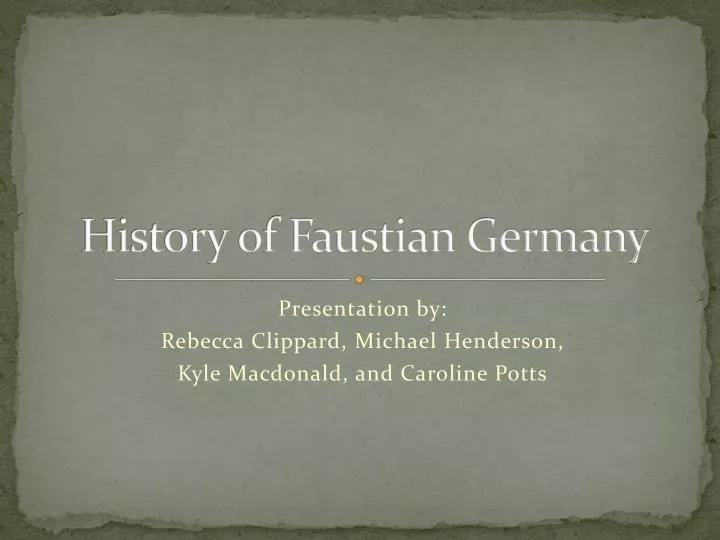 history of faustian germany