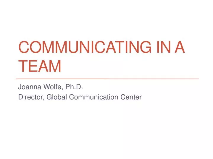 communicating in a team