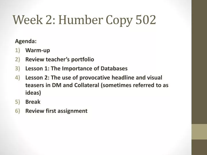 week 2 humber copy 502