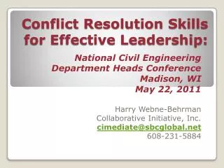 Conflict Resolution Skills for Effective Leadership: