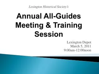 Annual All-Guides Meeting &amp; Training Session