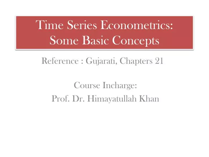 time series econometrics some basic concepts