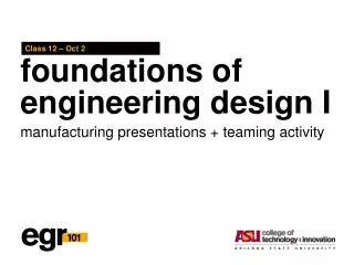 foundations of engineering design I