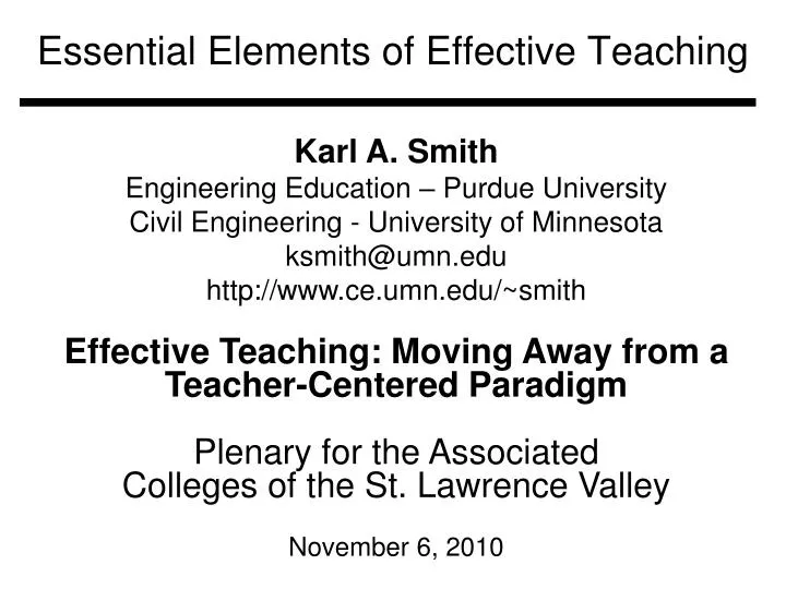 essential elements of effective teaching