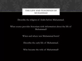 The Life and teachings of muhammad