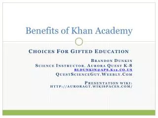 Benefits of Khan Academy