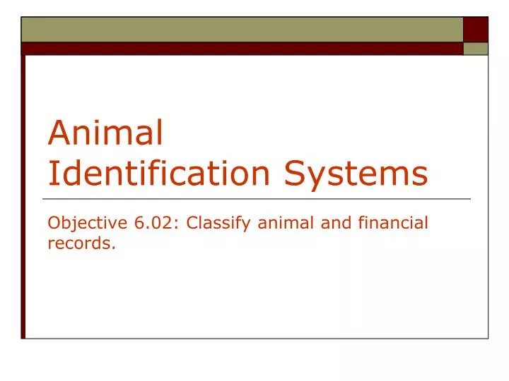 animal identification systems