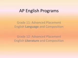 AP English Programs
