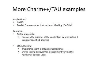 More Charm++/TAU examples