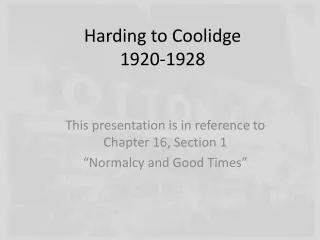 Harding to Coolidge 1920-1928