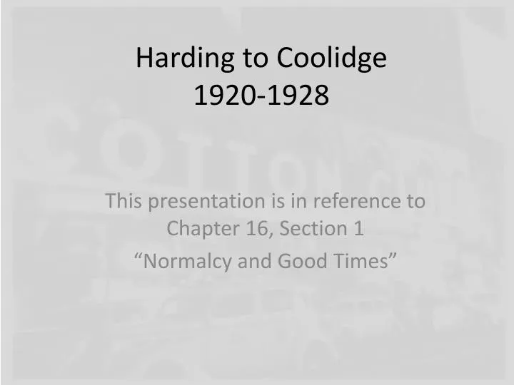 harding to coolidge 1920 1928