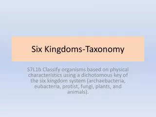 Six Kingdoms-Taxonomy