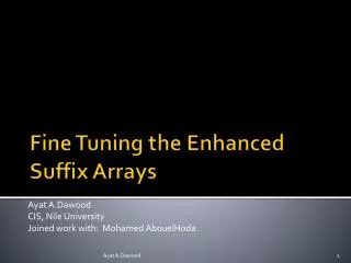 Fine Tuning the Enhanced Suffix Arrays
