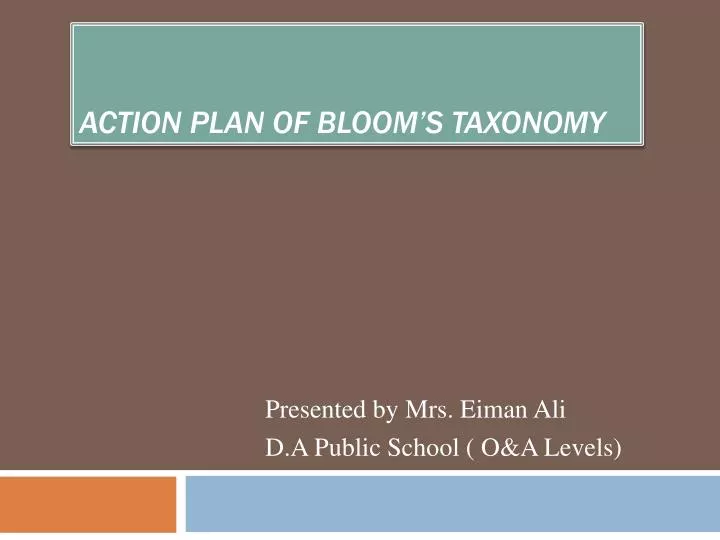 action plan of bloom s taxonomy