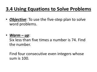 3.4 Using Equations to Solve Problems