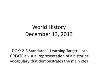World History December 13, 2013