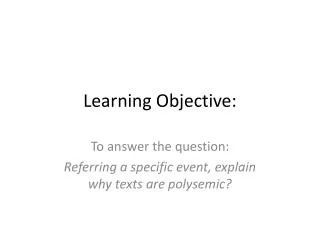 Learning Objective: