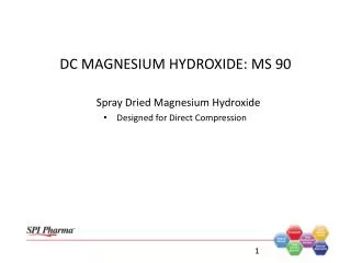 Spray Dried Magnesium Hydroxide Designed for Direct Compression