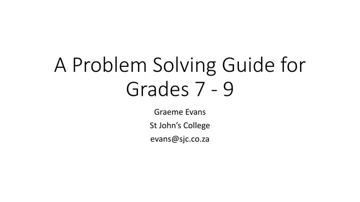 a problem solving guide for grades 7 9