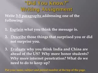 “Did You Know?” Writing Assignment