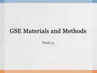 GSE Materials and Methods
