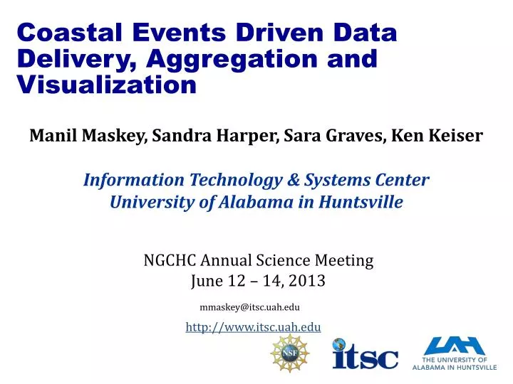 coastal events driven data delivery aggregation and visualization