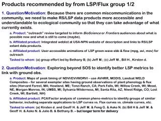 Products recommended by from LSP/Flux group 1/2