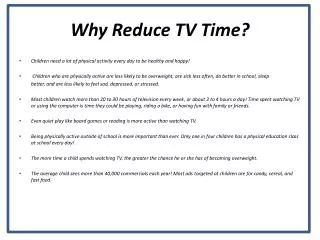 Why Reduce TV Time?