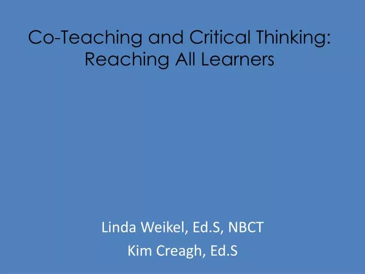 co teaching and critical thinking reaching all learners