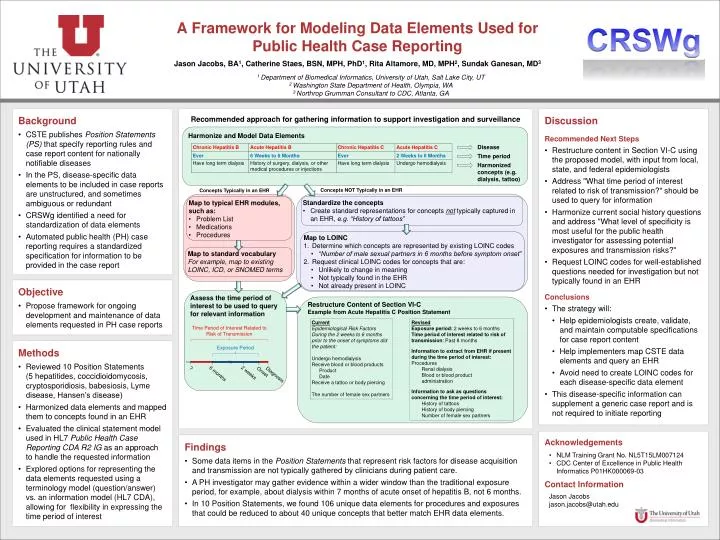 a framework for modeling data elements used for public health case reporting