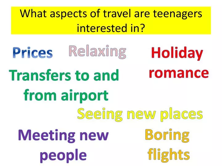 what aspects of travel are teenagers interested in