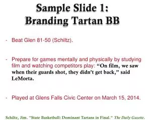 Sample Slide 1: Branding Tartan BB