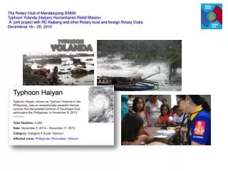 The Rotary Club of Mandaluyong D3800 Typhoon Yolanda (Haiyan) Humanitarian Relief Mission