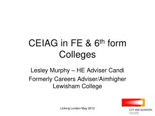 CEIAG in FE &amp; 6 th form Colleges