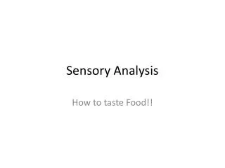 Sensory Analysis