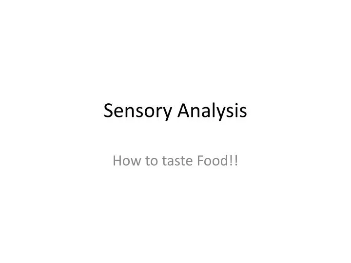 sensory analysis