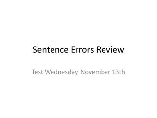 Sentence Errors Review