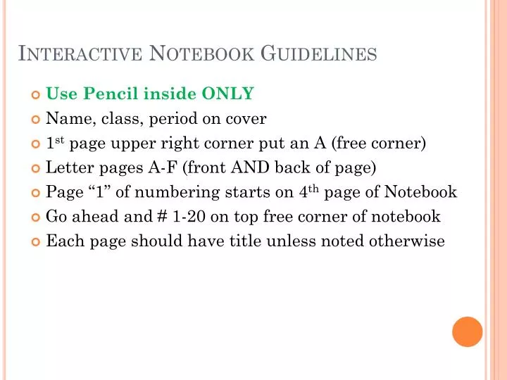 interactive notebook guidelines