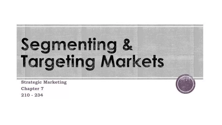 segmenting targeting markets