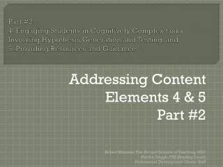 Addressing Content Elements 4 &amp; 5 Part #2