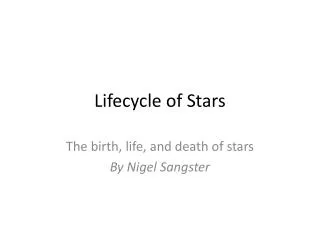 Lifecycle of Stars