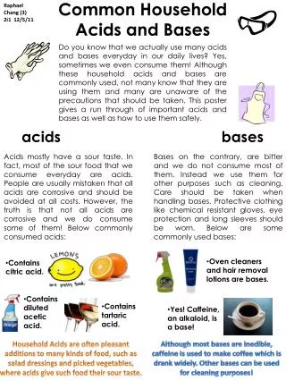 Common Household Acids and Bases