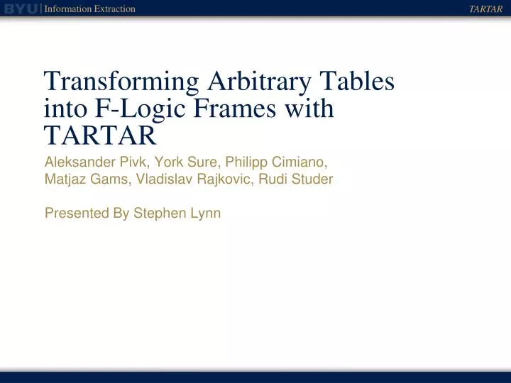 transforming arbitrary tables into f logic frames with tartar