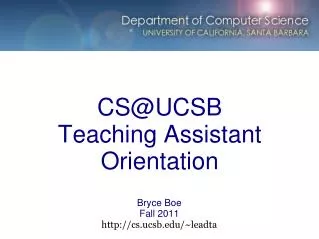 CS@UCSB Teaching Assistant Orientation