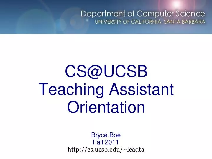 bryce boe fall 2011 http cs ucsb edu leadta